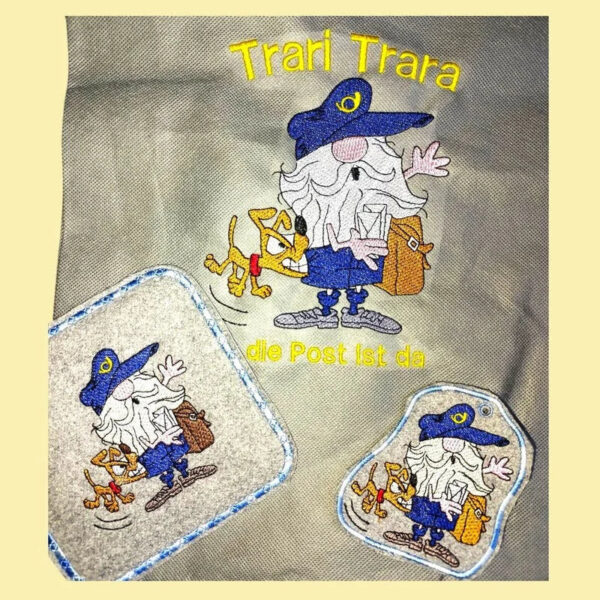 ITH Stickdatei Wichtel und Wichteline Postbote