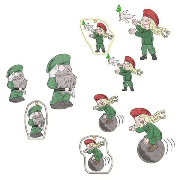 ITH Stickdatei Wichtel und Wichteline Soldat