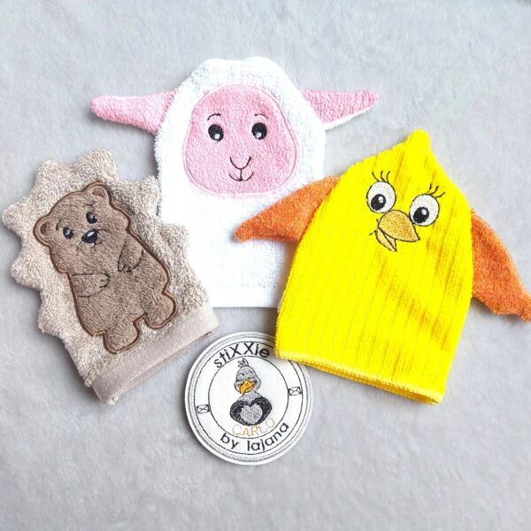 ITH Stickdatei Waschlappen Tiere