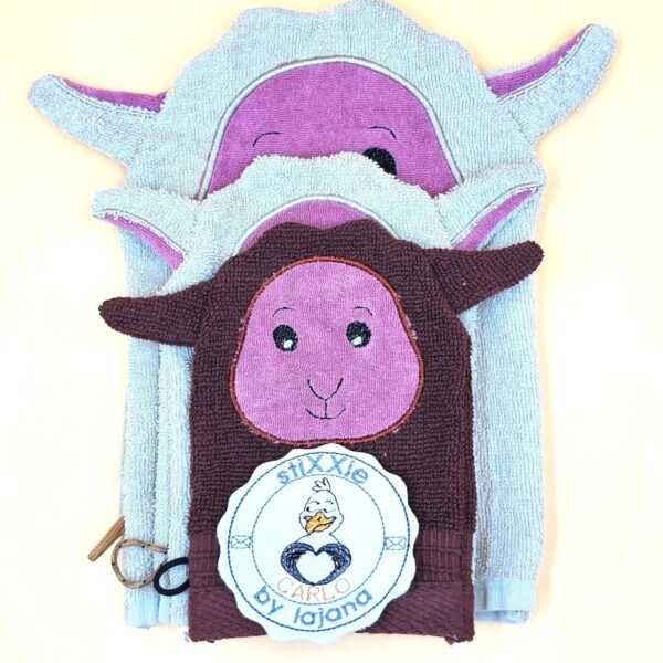 ITH Stickdatei Waschlappen Tiere