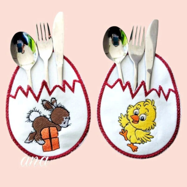 ITH Stickdatei Ostertasche Osterei – Süße Bestecktasche