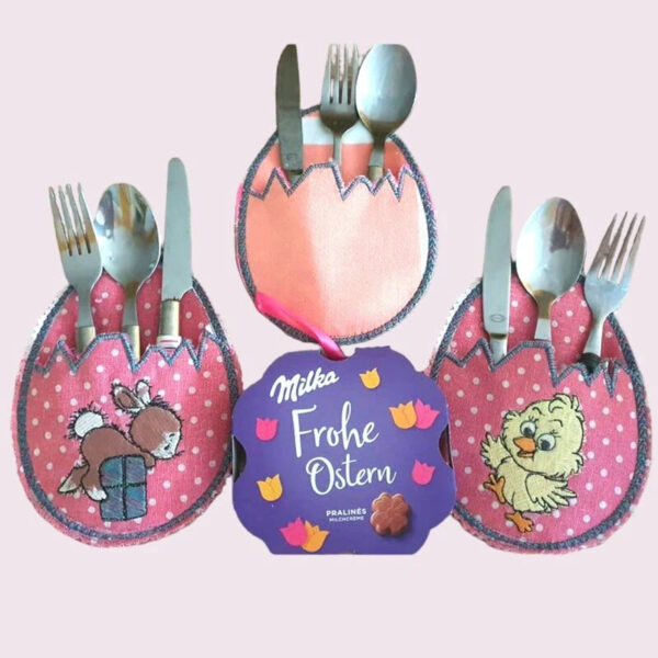 ITH Stickdatei Ostertasche Osterei – Süße Bestecktasche