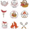 BBQ Grill Stickdatei Set – 9 Motive für Grillschürze & Küchentextilien