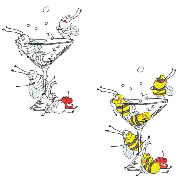Stickdatei Bees have fun - Bienen haben Spaß