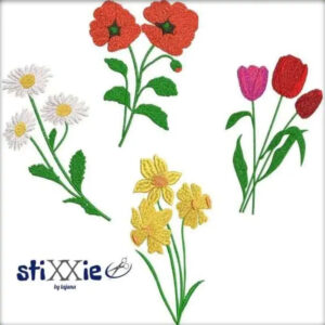 Stickdatei Blumen Set 4-er