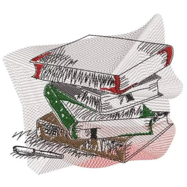 Stickdatei Bücher Bücherstapel