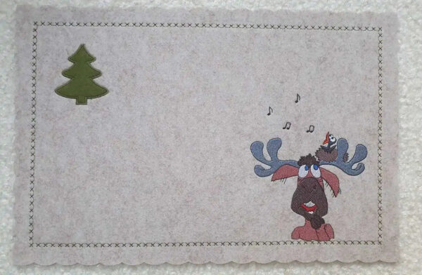 Stickdatei Elch mit Vogelnest und Noten