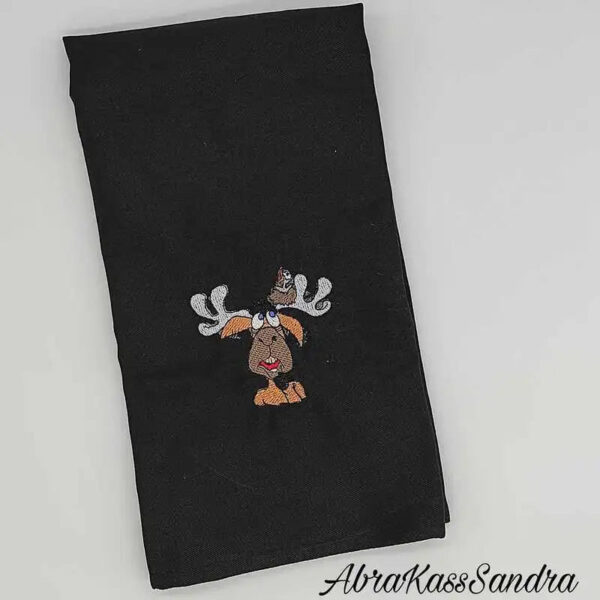 Stickdatei Elch mit Vogelnest und Noten