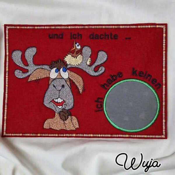 Stickdatei Elch mit Vogelnest und Noten