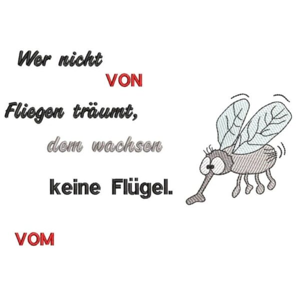 Fliege Marta Stickdatei mit Spruch – Lustig & Witzig