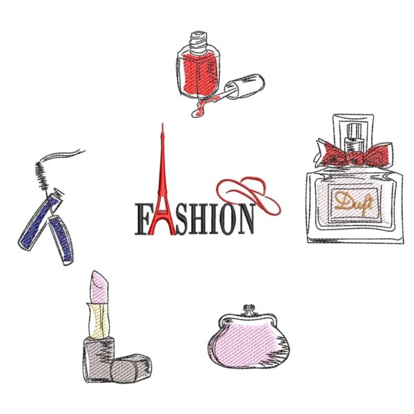 Stickdatei Frauensache Fashion – 6 Mode-Motive Appli