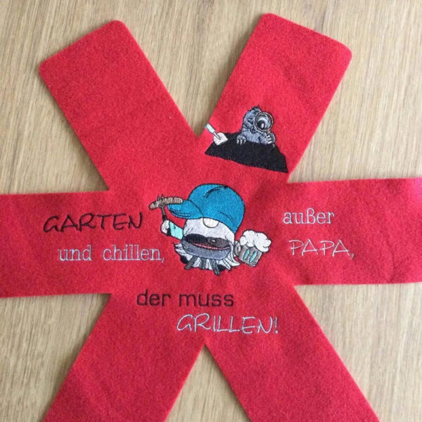 Stickdatei Garten- und Grillwichtel mit Sprüchen 🌿 – 6 Motive + 2 Sprüche | 10x10cm