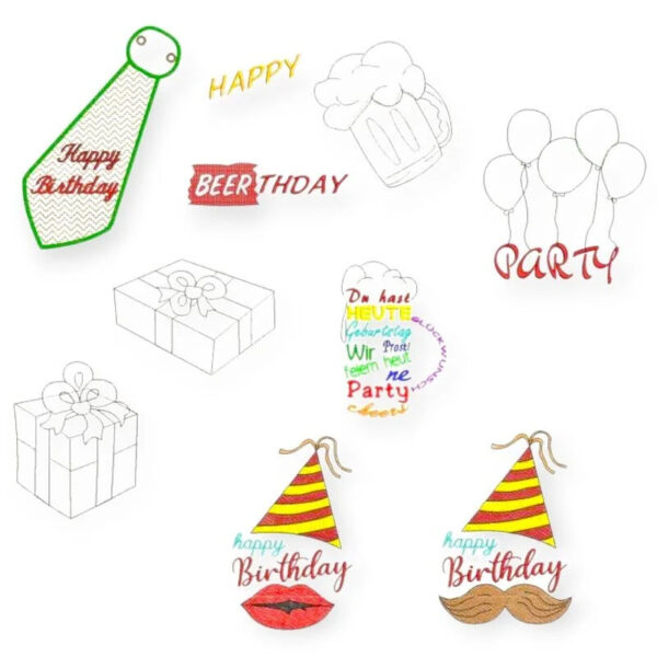 Stickdatei Geburtstag Party Set