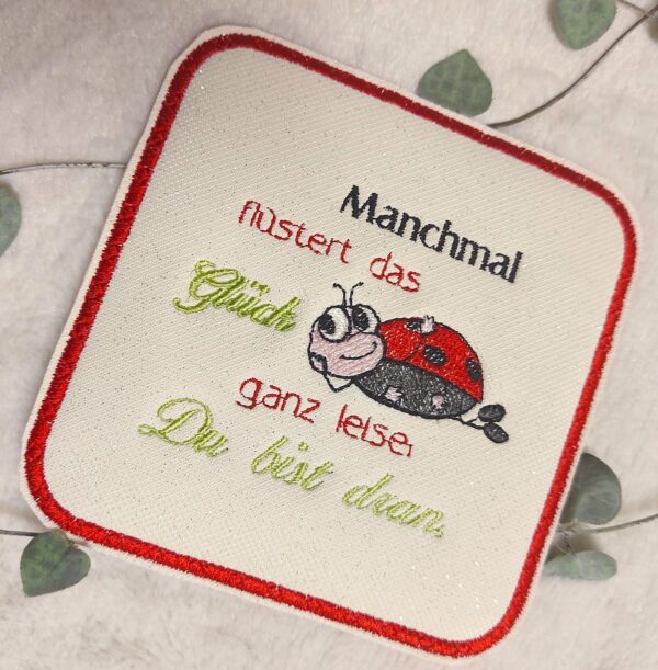 Stickdatei Spruch Glück mit Käfer