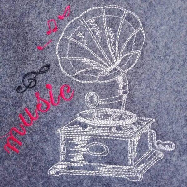 Stickdatei Grammophon Vintage