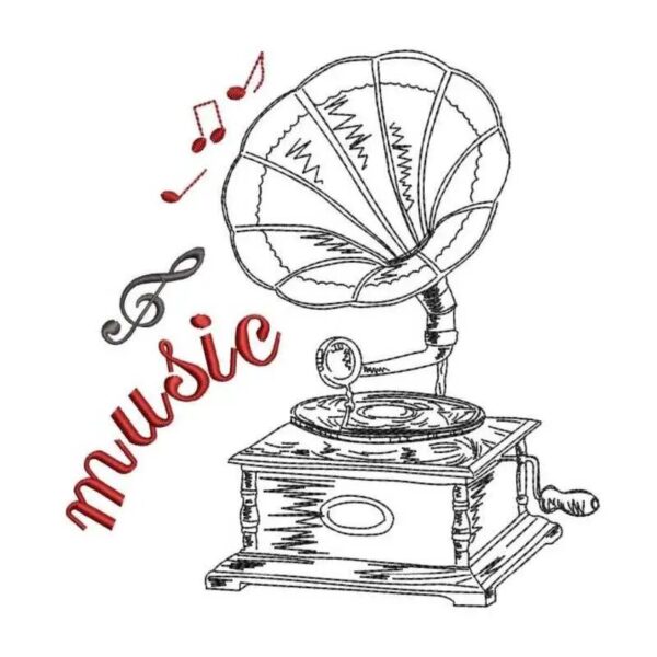 Stickdatei Grammophon Vintage