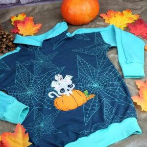 Stickdatei Halloween Kürbis, Katze, Fledermaus