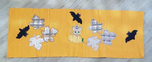 Stickdatei Halloween Kürbis, Katze, Fledermaus