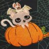 Stickdatei Halloween Kürbis, Katze, Fledermaus