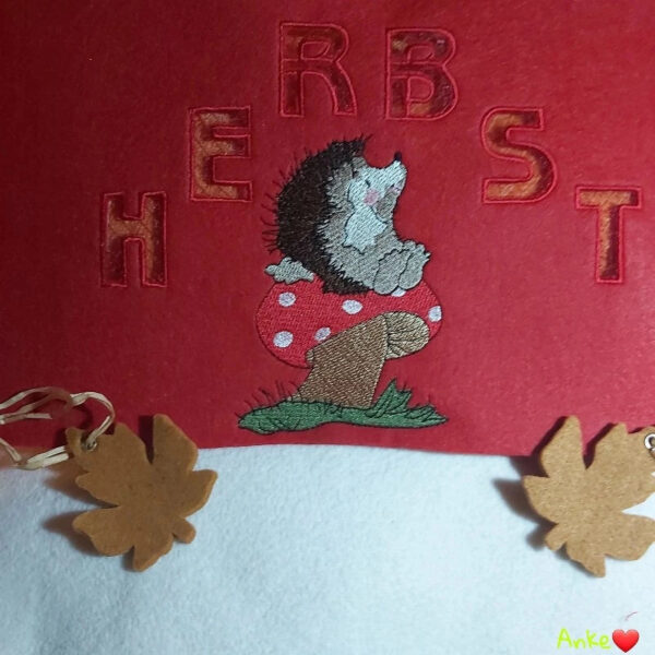 Stickdatei Igel Herbstdekoration