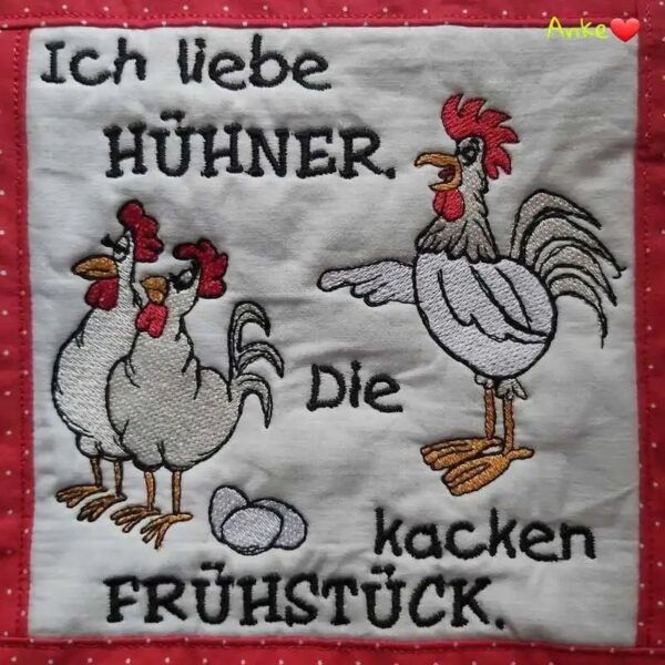 Stickdatei Hühnerbande - Lustige Hühner mit Sprüchen