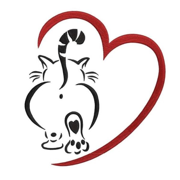 Stickdatei Katze mit Herz
