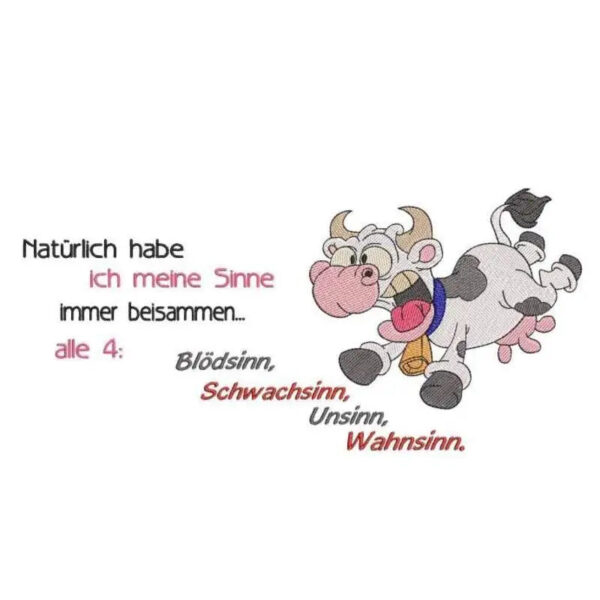 Stickdatei Kuh mit Spruch
