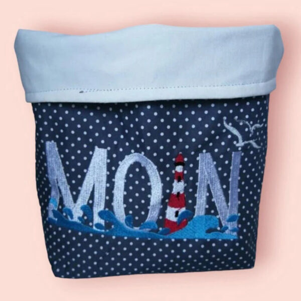 Stickdatei Leuchtturm mit Spruch Moin