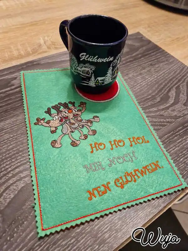 Stickdatei Lustige Elche mit Spruch