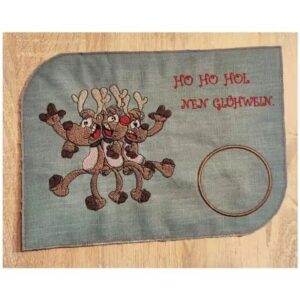 Stickdatei Lustige Elche mit Spruch