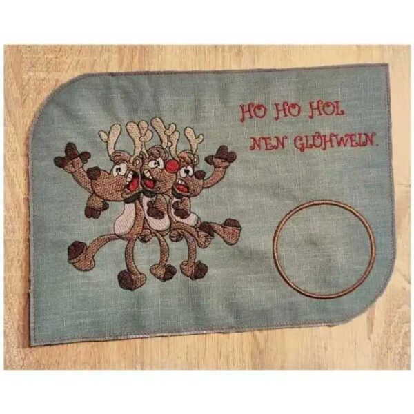 Stickdatei Lustige Elche mit Spruch