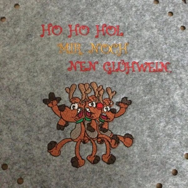 Stickdatei Lustige Elche mit Spruch