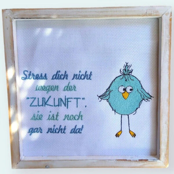 Stickdatei lustige Vogelfamilie stiXX mit Sprüchen