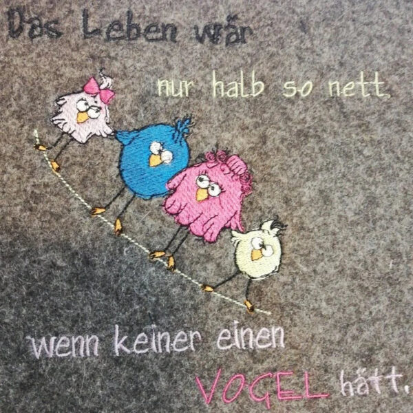 Stickdatei Vogel lustige Vogelfamilie stiXX Vol. 2 mit Spruch