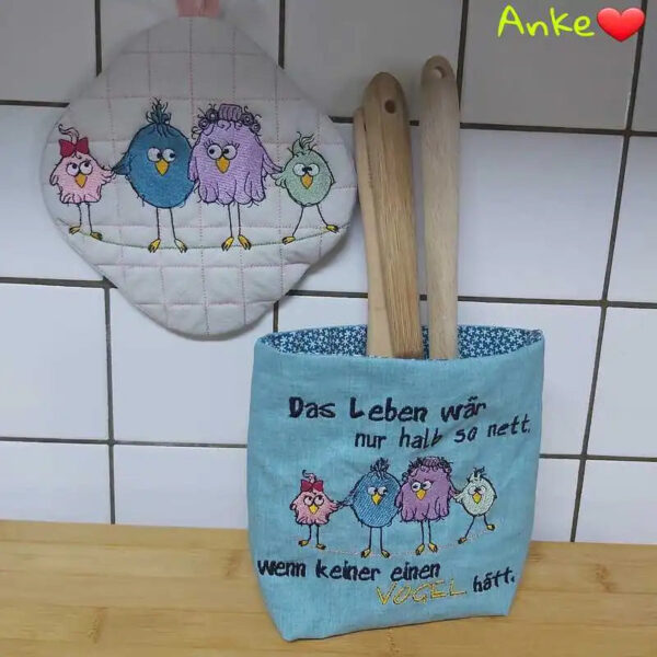 Stickdatei Vogel lustige Vogelfamilie stiXX Vol. 2 mit Spruch