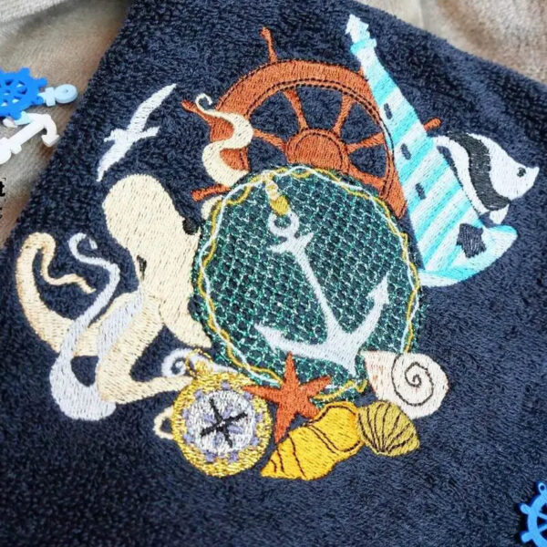 Stickdatei Maritim Nautical – Vintage-Style mit Teilapplikation | stiXXie