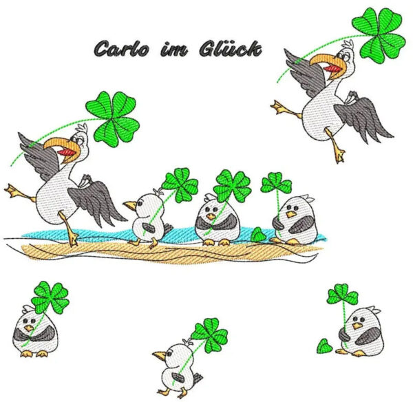 ITH Stickdatei Möwe Carlo im Glück