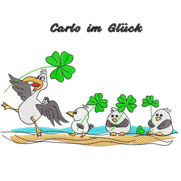 ITH Stickdatei Möwe Carlo im Glück