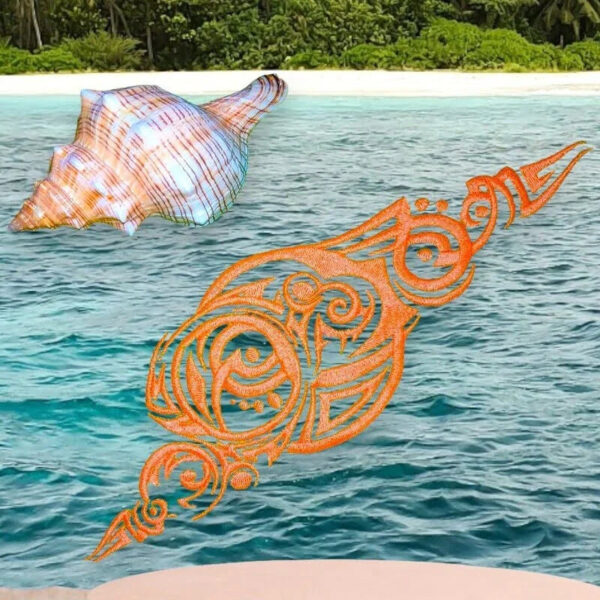 Stickdatei Muschel Tribal – 3 Größen für Sommer & Meer | stiXXie