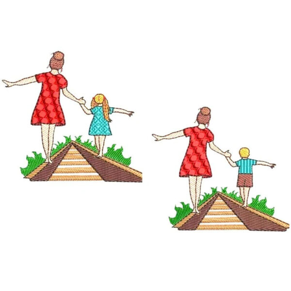 Stickdatei Mutter und Tochter oder Sohn