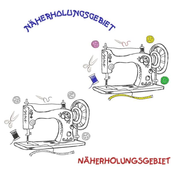 Stickdatei Näherholungsgebiet - Nähmaschine mit Spruch