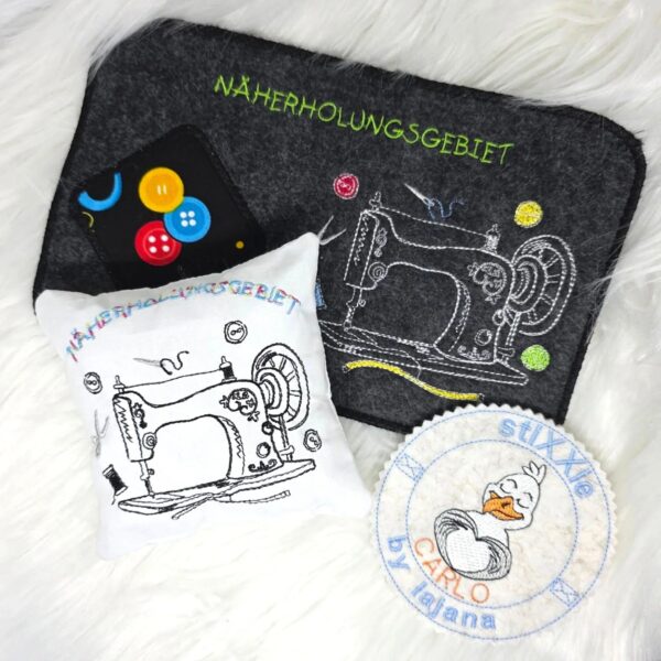 Stickdatei Näherholungsgebiet - Nähmaschine mit Spruch