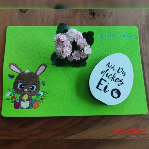 Stickdatei Osterhase mit Schriftzug