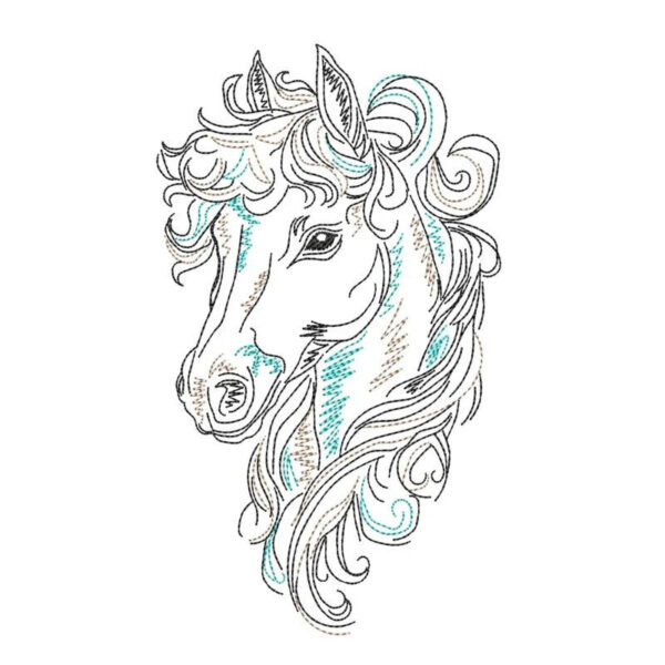 Pferdekopf Stickdatei Fantasie – Edles Pferd-Motiv