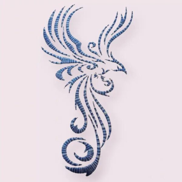 Phoenix Stickdatei Cyrill Tribal – Feuervogel für Jeansjacken & Textilien