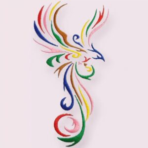 Phoenix Stickdatei Cyrill Tribal – Feuervogel für Jeansjacken & Textilien