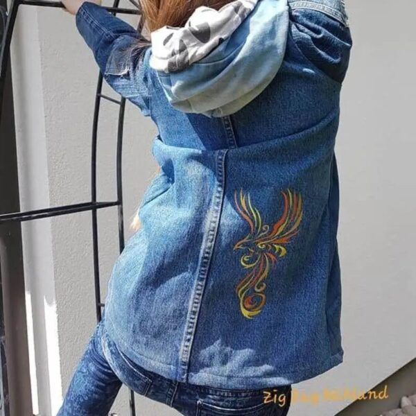 Phoenix Stickdatei Cyrill Tribal – Feuervogel für Jeansjacken & Textilien
