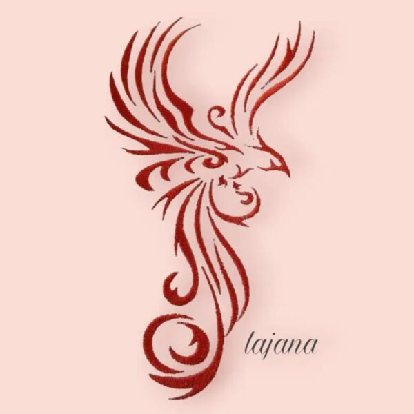 Phoenix Stickdatei Cyrill Tribal – Feuervogel für Jeansjacken & Textilien