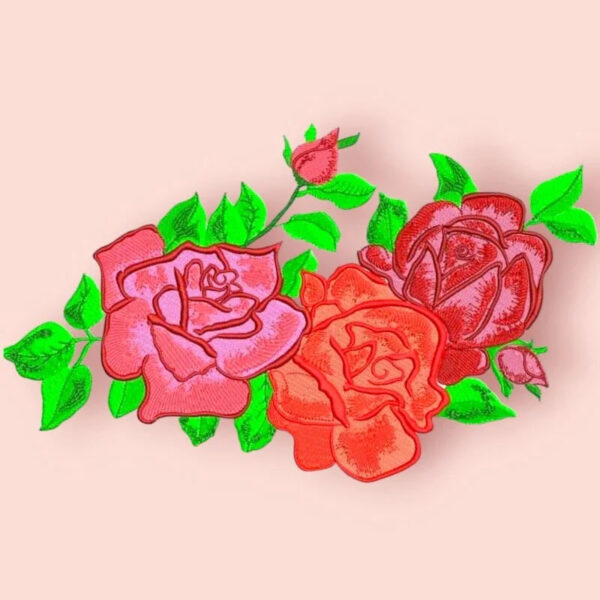 Rosen Stickdatei Arrangement – Premium 3er-Motiv für edle Textilien | stiXXie