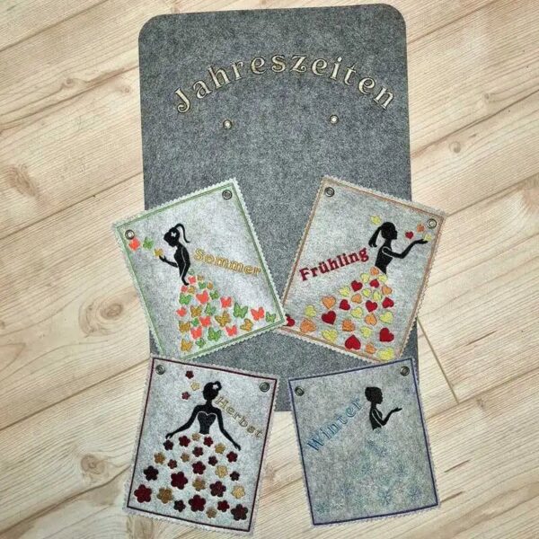 Stickdatei Schattendamen Jahreszeiten